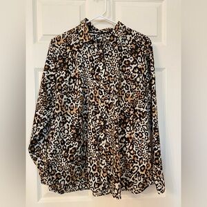 Talbots Leopard Print Blouse - Black, Brown, Tan
